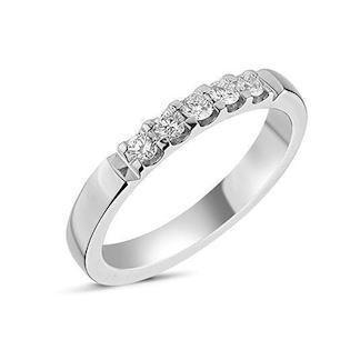 Memories 14 carat white gold 2.8 mm finger ring from Nuran with 5 x 0.05 ct Wesselton SI brilliant cut diamonds, total 0.25 ct