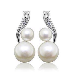 Silver studs with freshwater pearls, 1020039