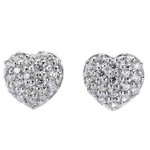 Heart studs in silver with zirconia