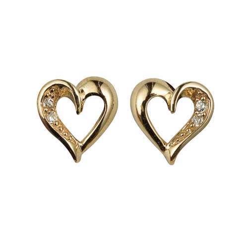 Mini heart studs in 8 ct gold by zirconia