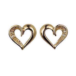 Mini heart studs in 8 ct gold with zirconia