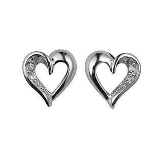 8 ct Heart studs in white gold with zirconia, L_G_502002