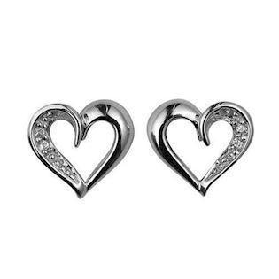 8 ct Heart studs in white gold with zirconia, L_G_502003