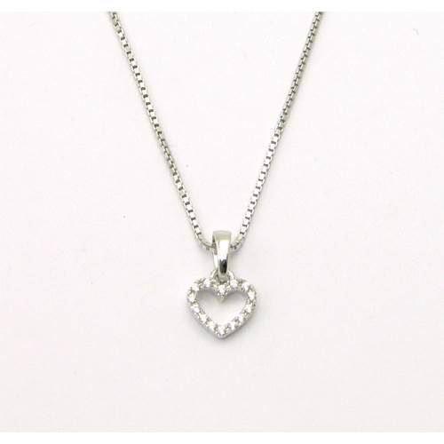 Heart pendant in 8 ct white gold with zirconia, L_G_504005