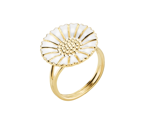 18 mm Marguerite finger ring in 925 silver w/white enamel from Lund Copenhagen