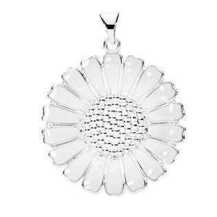 25 mm marguerite silver pendant with white enamel from Lund of Copenhagen