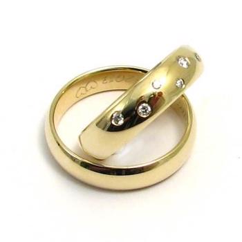 14 carat wedding rings from our design self box in 5.0 mm and 0.12 ct diamond sprinkle