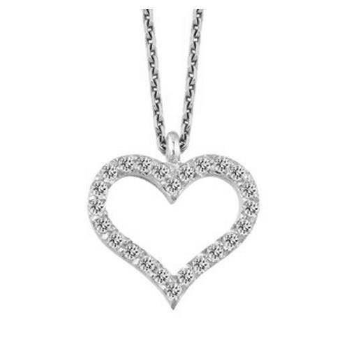 14 carat white gold brilliant heart pendant with 0.08 ct diamond