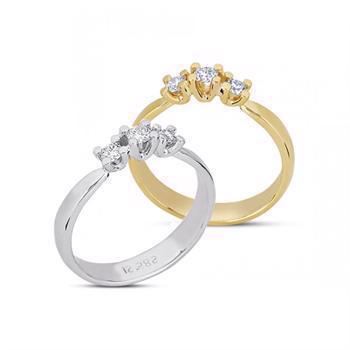 New Copenhagen 14 carat gold ring w/ 1 + 2 diamonds