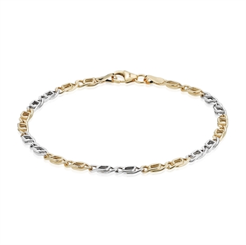 Ocean 1, 14 karat 2 farvet guld armbånd, 3,3 mm - 17-21 cm