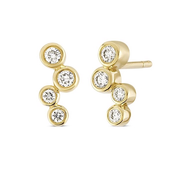Nuran 14 ct red gold studs, from the Tube series with 2 x 0,05 + 2 x 0,025 ct Diamonds Wesselton SI