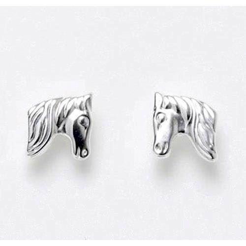 Cute children\'s horses stud earrings in silver