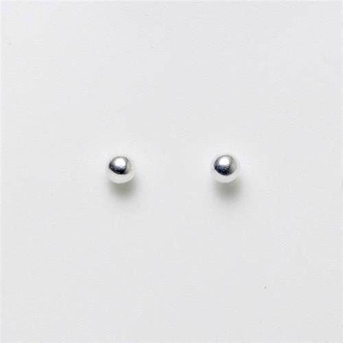 Silver ball stud earrings, 3 mm ball