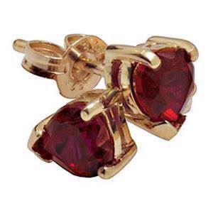 9 ct heart shaped created ruby Stud Earrings