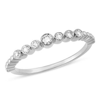 Nuran 14 ct white gold finger ring, from the Tube series with a total of 0.15 ct Diamonds Wesselton SI
