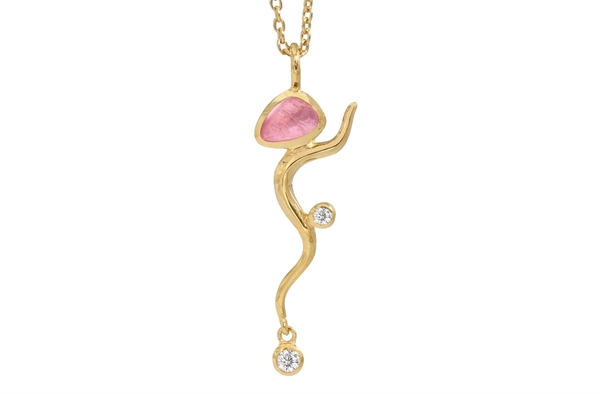 Forgyldt collier - Pink Willow