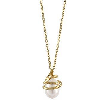 Rabinovich 14 carat gold pendant, Serpentine with freshwater pearl