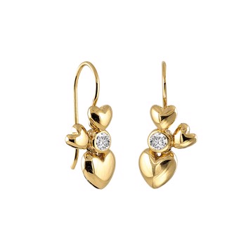 Rabinovich Sterling silver earrings, Heart Alliance with gold plated surface, model 63020470