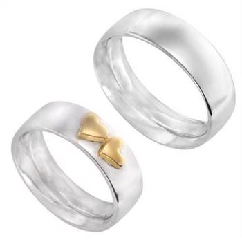 Randers Sølv rings with 14 carat gold hearts