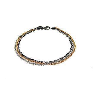 San - Link of joy Diamond Cut by San sterling silver bracelet oxidized/gilded/bright, model 85327