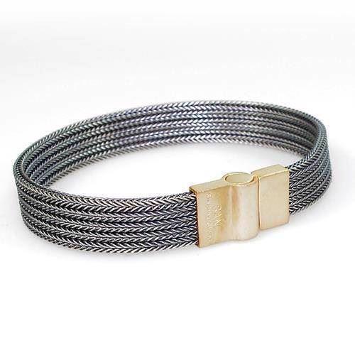 San - Link of joy 925 sterling silver bracelet light oxidized chains, model 87007