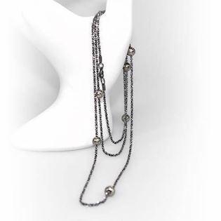 San - Link of joy Starlight Beads 925 sterling silver necklace oxidized, model 912