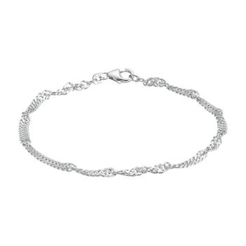 Sølv Singapore armband, ankelkedjor och halsband i 4 bredder