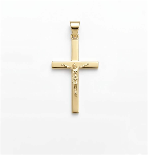 Wide chair cross with Jesus, silver or gold - Several sizes