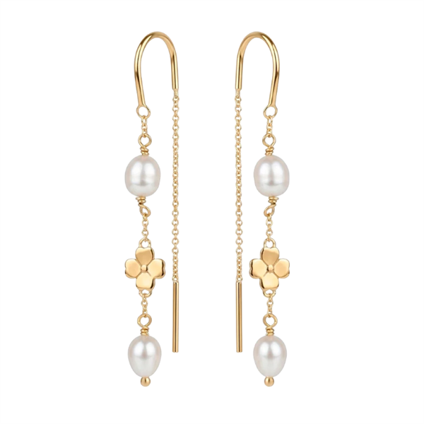 Clover and Pearl ørehænger forgyldt sølv, från Christina Jewelry & Watches