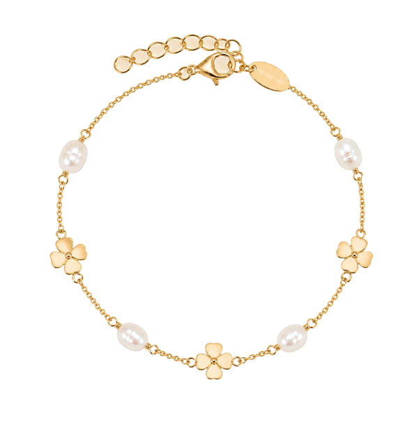 Clover and Pearl forgyldt sølv armbånd, från Christina Jewelry & Watches