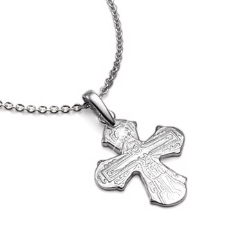 Aagaard Sterling silver Dagmar Cross with 0,03 ct lab grown diamond and on the back The Five Saints - Comes with 45 cm chain