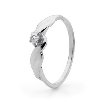 9 ct white gold finger ring w/ 3 pcs 0,005 ct diamond