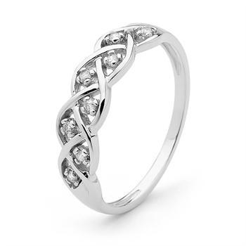 White gold diamond ring - with 8 genuine diamonds
