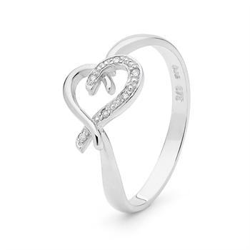 White gold diamond heart ring with 6 pcs 0,005 ct diamonds
