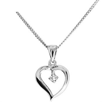 9 ct white gold heart with 1 x 0,02 ct diamond