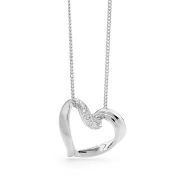 9 ct white gold heart pendant w/ 3 pcs 0,005 ct diamonds