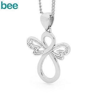 Bee Jewelry Angel 9 carat polished white gold with diamonds, model W65599