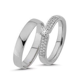 Sparkling Love Love rings with 29 diamonds in 14 carat white gold from Nuran