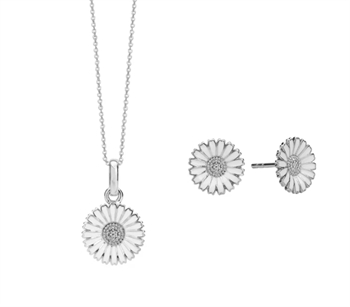 Aagaard Marguerit smyckeset i silver med hängsmycke och örhängen