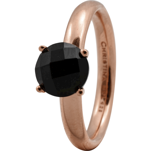 Christina Collect pink gold plated collector ring - Black Onyx* OBS size 55