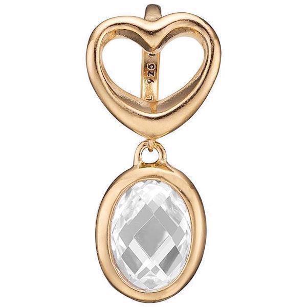 Christina Collect Gold Plated Silver Open Heart With Hanging Clear Crystal Quartz