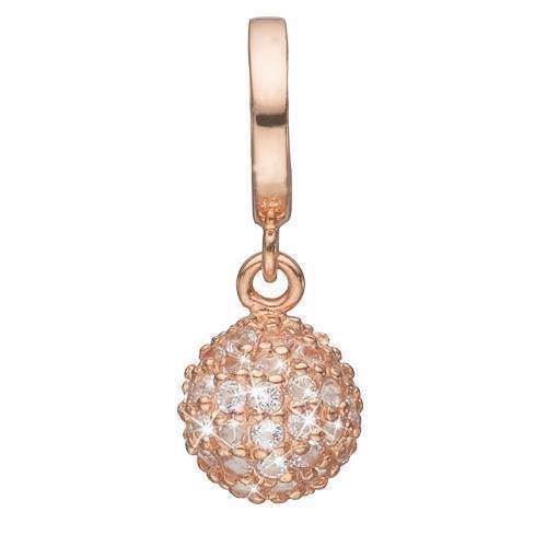 Christina Collect 925 sterling silver Sparkling World beautiful rose gold plated hanging charm, ball filled with glittering white topaz, model 610-R60