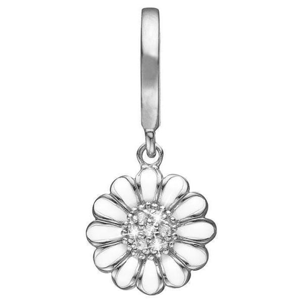 Christina Collect 925 Sterling Silver White Marguerite Hanging daisy with white enamel and 7 white topaz, model 610-S68White