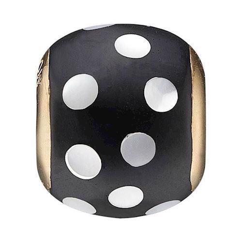 Christina Collect gold-plated Spots of Life Black ball with white dots in mother of pearl, model 623-G109
