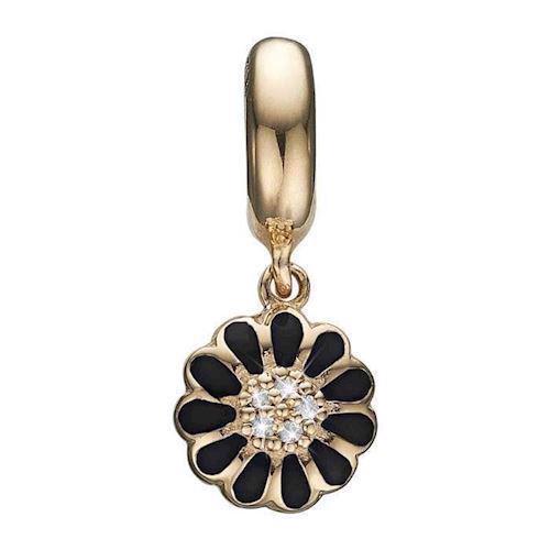 Christina Collect Gilt Marguerite Hanger Marguerite pendant with black enamel and 10 glittering topaz, model 623-G119black