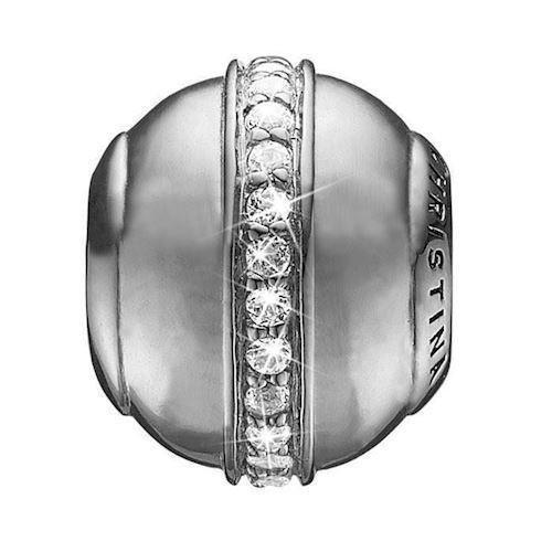 Christina Collect 925 Sterling Silver Topaz Magic Blank Ball with Ribbon of 26 Glittering White Topaz, Model 623-S104