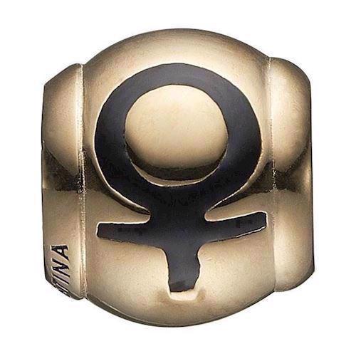 Christina Collect Gold-plated Venus Enamel Ball with female sign in black enamel, model 630-G118