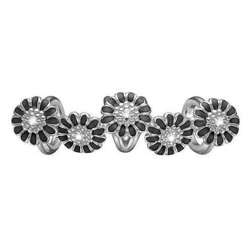 Christina Collect 925 Sterling Silver Black Marguerite Quintet Beautiful tendril of 5 daisies with black enamel and 5 topaz, model 630-S112Black