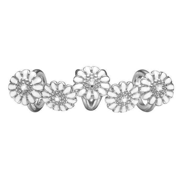 Christina Collect 925 Sterling Silver White Marguerite Quintet Beautiful tendril of 5 daisies with white enamel and 5 topaz, model 630-S112White