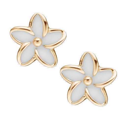 Christina Collect 925 sterling silver Enamel Flowers gold-plated small flowers with white enamel, model 671-G02
